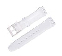 MENGXIU MENGKE Candy Color Silicone Strap Compatible With Swatch 12mm 16mm 17mm 19mm 20mm Transparent Fashion Replacement Bracelet Band Watch Accessories(Transparent,19mm)