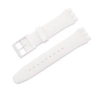 MENGXIU MENGKE Candy Color Silicone Strap Compatible With Swatch 12mm 16mm 17mm 19mm 20mm Transparent Fashion Replacement Bracelet Band Watch Accessories(White,17mm)