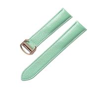 MENGXIU MENGKE Compatible With Cartier Tank Solo London Foldover Buckle Pebbled Soft Leather Strap Brown Purple Blue Green Watch Accessories(Light blue rose,22mm)
