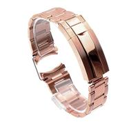MENGXIU MENGKE Curved End Metal Watch Band Compatible With Rolex Submariner Luxury Solid Steel Wrist Bracelet Accessories 20mm 21mm(Rose gold,21mm with logo)