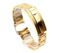 MENGXIU MENGKE Curved End Metal Watch Band Compatible With Rolex Submariner Luxury Solid Steel Wrist Bracelet Accessories 20mm 21mm(Gold,21mm with logo)