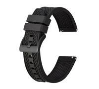 MENGXIU MENGKE Fluororubber Sport Watch Strap 18mm 20mm 22mm Waterproof Bracelet With Stainless Steel Buckle Multicolor Watchband(Black-Black Buckle,20mm)