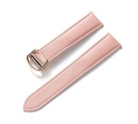 MENGXIU MENGKE Genuine Leather Strap Pebbled Soft Leather Men's Ladies Compatible With Cartier Tank Solo London Folding Buckle Watch Accessories(Pink rose buckle,21mm)