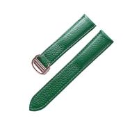 MENGXIU MENGKE Genuine Leather Strap Pebbled Soft Leather Men's Ladies Compatible With Cartier Tank Solo London Folding Buckle Watch Accessories(Green rose buckle,17mm)