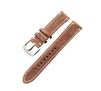 MENGXIU MENGKE Grain Genuine Leather Watch Band Strap Quick Release Watch Bands 18mm 20mm 22mm Vintage Watchbands(Dart Brown-Silver,22mm)