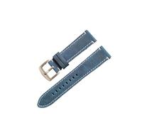 MENGXIU MENGKE Grain Genuine Leather Watch Band Strap Quick Release Watch Bands 18mm 20mm 22mm Vintage Watchbands(Blue-Silver,22mm)