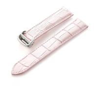 MENGXIU MENGKE Leather Strap Compatible With Cartier Tank Solo Strap Cowhide 22mm Men And Women Folding Buckle Watch Strap Accessories(Pink,17mm)