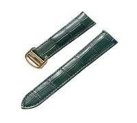 MENGXIU MENGKE Mens Ladies Leather Strap Compatible With Cartier Tank London Solo Key Folding Clasp 17/18/20/22MM Leather Watch Strap Accessories(Green gold buckle,22)