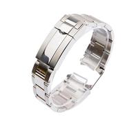 MENGXIU MENGKE Metal Watchbands Compatible With Rolex SUBMARINER DAYTONA Men Folding Clasp Strap Watch Accessories Stainless Steel Watch Bracelet Chain(Silver,20mm With Logo)