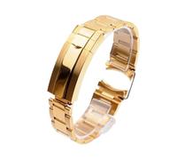 MENGXIU MENGKE Metal Watchbands Compatible With Rolex SUBMARINER DAYTONA Men Folding Clasp Strap Watch Accessories Stainless Steel Watch Bracelet Chain(Gold,21mm With Logo)