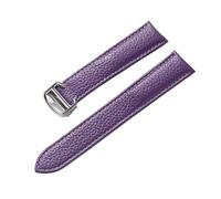 MENGXIU MENGKE Pebbled Grain Leather Soft Leather Strap Compatible With Cartier Tank Solo London Foldover Clasp Elephant Grey Strap Accessories(Violets,22mm)