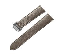 MENGXIU MENGKE Pebbled Soft Leather Strap Compatible With Cartier Tank Solo London Foldover Clasp 14mm 16mm 18mm 20mm 22mm Watch Accessories(Elephant Grey,17mm)
