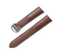 MENGXIU MENGKE Pebbled Soft Leather Strap Compatible With Cartier Tank Solo London Foldover Clasp 14mm 16mm 18mm 20mm 22mm Watch Accessories(Dark brown,16mm)