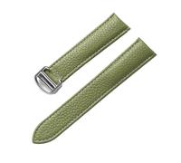 MENGXIU MENGKE Pebbled Soft Leather Strap Compatible With Cartier Tank Solo London Foldover Clasp 14mm 16mm 18mm 20mm 22mm Watch Accessories(Olive green,14mm)