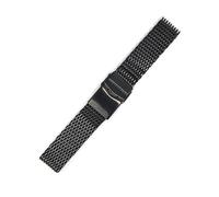 MENGXIU MENGKE Stainless Steel Mesh Strap Diving Watch Band Solid Adjustable Safety Buckle 18/20/22mm Bracelet Accessories Men Luxury(Black,18MM_M)