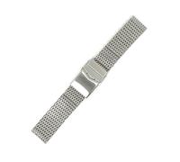 MENGXIU MENGKE Stainless Steel Mesh Strap Diving Watch Band Solid Adjustable Safety Buckle 18/20/22mm Bracelet Accessories Men Luxury(Silver,18MM_XL)