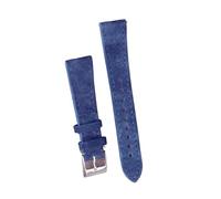 MENGXIU MENGKE Suede Leather Watch Strap Vintage Brown Watch Band 18mm 20mm 22mm With Quick Release WatchBand Wristband Accessories(Blue,18mm silver buckle)