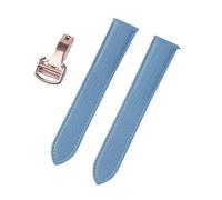 MENGXIU MENGKE Watch Band Replacement Compatible With Tank London Genuine Leather Watch Strap 17mm 18mm 19mm 20mm 22(Flax blue rose,20)