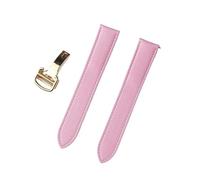MENGXIU MENGKE Watch Band Replacement Compatible With Tank London Genuine Leather Watch Strap 17mm 18mm 19mm 20mm 22(Pink gold buckle,22)