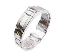 MENGXIU MENGKE Watch Bracelet Compatible With Rolex DAYTONA GMT Submariner Watch Accessories Metal Strap Stainless Steel Pull Clasp Watch Band Chain 20mm(Bright silver,21mm With Logo)