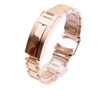 MENGXIU MENGKE Watch Bracelet Compatible With Rolex Daytona Water Ghost Submariner Watch Accessories Band Chain 20mm 21mm Solid Stainless Steel Watch Strap(Rose Gold,21mm With Logo)