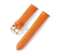 MENGXIU MENGKE Watch Strap Palm Print Top Layer Calf Leather 18MM 20MM 22MM 24MM Genuine Leather Watch Strap Accessories(Orange gold buckle,15mm)
