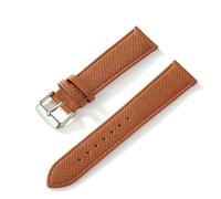 MENGXIU MENGKE Watch Strap Palm Print Top Layer Calf Leather 18MM 20MM 22MM 24MM Genuine Leather Watch Strap Accessories(Brown silver buckle,23mm)