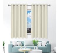 MENGXUAN Black Blackout Curtains for Bedroom 150 x 395 cm Super Soft Texture Eyelet Windows Blackout Curtains Bathroom for Summer Winter Living Room, Beige