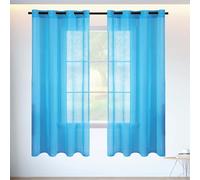MENGXUAN Sheer Curtains 130 x 275 cm Eyelet Sheer Curtain Panel Solid Color for Bedroom Living Room Girls Bedroom, Sky Blue