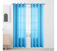 MENGXUAN Sheer Curtains Eyelet 400 x 530 cm Eyelet Voile Sheer Window Treatment Decorative for Bedroom and Living Room, Sky Blue