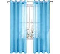 MENGXUAN Sheer Curtains for Living Room 210 x 250 cm Light Filtering Semi Transparent Voile Panels Soft for Bedroom and Living Room, Sky Blue
