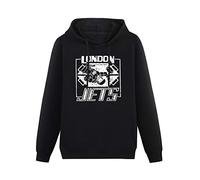 MENGYUETONGHUA Men's Cotton Hooded London Jets Cotton Pullover Long Sleeve Hoody Sweatshirts Black L