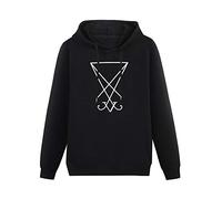 MENGYUETONGHUA Mens Hoodie Satanic Sigil Of Lucifer Seal Of Satan Gothic Goth Halloween Hoodies Pullover Long Sleeve Sweatshirts Black XL