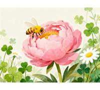 mengzhiyi Cross Stitch Kits for Beginners Pre Printed, Bees and Flowers 11CT Stamped Advanced DIY Embroidery Kits with Pattern 40x50cm