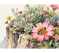 mengzhiyi Stamped Cross Stitch Kits, Bees and Flowers Cross Stitch Ornament Kits for Adults Beginners, 11CT Printed Embroidery Needlepoint Kit Home Decor 40x50cm