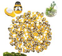 MENIBBLER 100Pcs Mini Wooden Bee and Ladybug Stickers, Self Adhesive Tiny Wood Bees Ladybirds Embellishments for DIY Crafts, Microlandscape, Scrapbooking, Card Making, Home Party Decoration(Yellow)