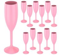 MENIBBLER 12Pcs Champagne Flutes 170ml Pink Toasting Glasses Plastic Wine Flute Goblet Reusable Champagne Cups for Party Wedding Christmas Parties BBQ