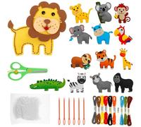 MENIBBLER 14Pcs Felt Sewing Craft Kit for Kids Age 6+ Beginners Cute DIY Animal Felt Sewing Kit with Instructions Educational Toy DIY Craft Ornaments for Beginner Children Learn to Sew