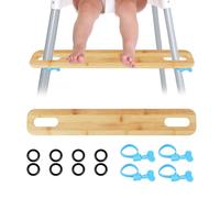 MENIBBLER 2 Pcs High Chair Footrest, Adjustable Height Natural Bamboo Highchairs Pedal with Rubber Ring for Baby, Portable Foot Rest for Baby HighChair Accessories