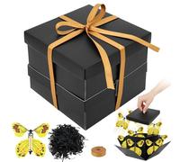 MENIBBLER 2Pcs Butterfly Explosion Gifts Box, Graduation Explosion Prensent Box Exploding Surprise Case, Creative DIY Pop Up Presents Boxes Kit for Party Decorations Valentines Birthday(Black)