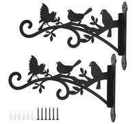 MENIBBLER 2Pcs Metal Plant Hanger Bracket 9/12 Inch Weather Resistant Iron Flower Pot Hanging Hook Decorative Indoor Outdoor Flower Basket Wall Hook for Lantern Bird Feeder Wind Chime(black-2-12英寸)