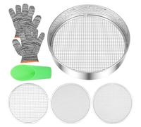 MENIBBLER 3/5Pcs Stainless Steel Soil Sieve Set, Heavy Duty Garden Compost Sifter with 3,6,9mm Filter Mesh, Multipurpose Sifting Pan for Gardening Compost and Bonsai Soil Stones(5Pcs)