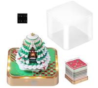 MENIBBLER 3D Desk Calendar 2025 with LED Lights, 3D Christmas Trees Memo Pad, 3D Desk Calendar with Protective Case 2025 Paper Sculpture Art Memo Notepad for Christmas Desktop Decoration Gift (Green)