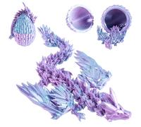 MENIBBLER 3D Printed Dragon in Egg, 3D Dragon Eggs, Articulated Dragon Crystal Dragon with Egg, Colorful 3D Printed Dragon Ornament, Mystery Flexible Joints Dragon Toy (Blue)