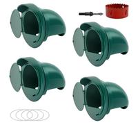 MENIBBLER 5 Pcs DIY Chicken Feeder PP Poultry Feeder Wind Automatic Chicken Waterer Dispenser, Rain Proof Auto Chicken Feeders Kit with Opener No Feed Waste Chicken Feeding Device for Chicken(Green)