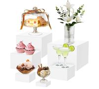 MENIBBLER 6 Pcs Buffet Risers, 6 Different Sizes (3in+4in+5in+6in+7in+8in) Acrylic Food Display Riser Boxes, Reusable Food Stands Dessert Table Display Set for Catering Dessert Jewelry Collectibles