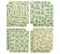 MENIBBLER 8 Pcs Reusable Swedish Dishcloths, Green, Geometric Pattern, Highly Absorbent, Quick Dry, Cotton/Wood Pulp, Kitchen Dish Towels