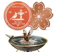 MENIBBLER 99.99% Pure Copper Bird Bath Disks, 2/4 Pcs Purification Disk with Self-Cleaning Keeps Water Fresh, Fit for Outdoor Birdbaths, Bowls & Fountains, Keeps Fresh All-Season(2Pcs)