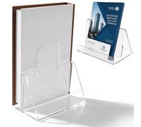MENIBBLER A5 Acrylic Leaflet Holder, Clear Thick Brochure Display Stands with Non Slip Feet, Ergonomic Slant Design Flyer Stand for Countertop Exhibition Office
