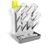 MENIBBLER Baby Bottle Drying Rack Vertical Standing Baby Bottle Holder Storage with Removable Bottom Drip Tray Space Saving Bottles Drying Rack Holder Holds Up to 12 for Newborn Feeding Essentials